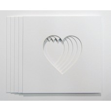 5 Pack of 4x4", 5"x5" or 6x6" Heart Shaped Photo/Picture Mounts to fit 8"x8" (20.3x20.3 ) frames